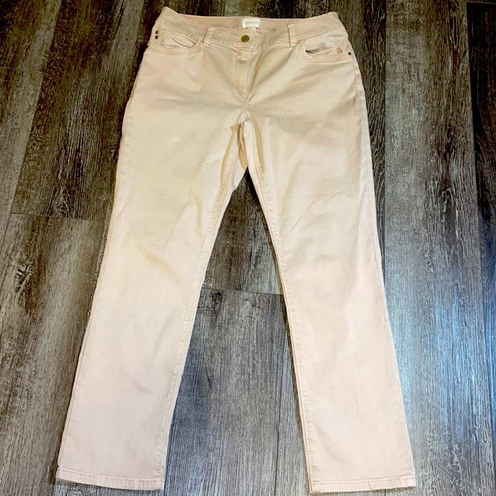 Chico’s tan wide leg pants. Size 0.